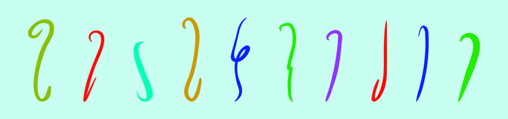 set of swish cartoon icon design template with various models. vector illustration isolated on blue background