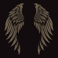 Vintage angel wings illustration vector logo design