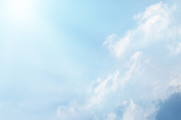 Fototapeta premium Blue sky with white cloud. The summer heaven is colorful clearing day Good weather and beautiful nature in the morning.