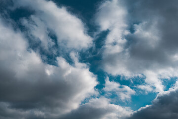 Sky view with fluffy clouds
