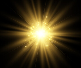 Bright beautiful star.Vector illustration of a light effect on a transparent background.	