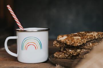 cup of coffee with cookies