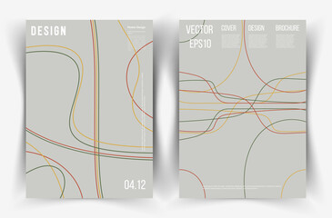 Set of gray background cover designs. Abstraction on the theme of transport. Subway traffic. Vector. 