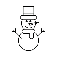 Icon, black and white snowman with a cap on his head. Vector