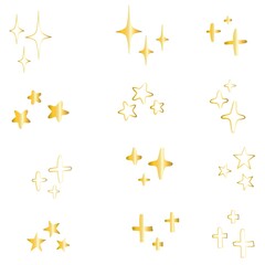 Star icon, Gold color premium set, vector illustration