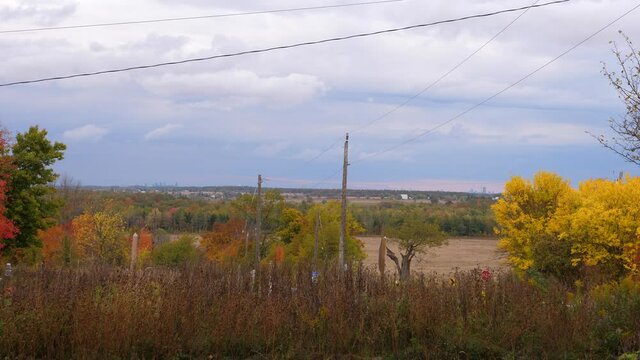 Autumn Landscape of Greater Toronto Area - Toronto and Mississauga in Background of Rural Fields