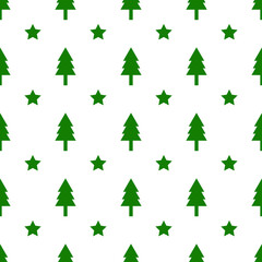 seamless pattern star and fir tree background. for fabric, cover, greeting card or wallpaper