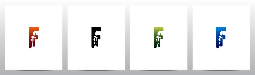 Candle On Letter Logo Design F