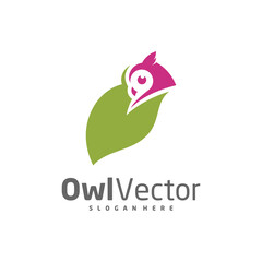 Owl leaf logo vector template, Creative Owl logo design concepts