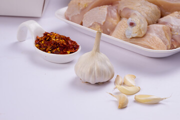 Raw chicken tender curry cut with skin