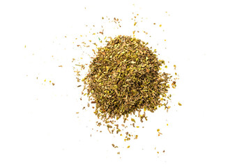 Oregano in a bowl isolated.