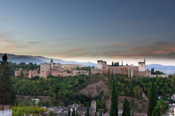 Fototapeta premium Granada. Views of the city and the white houses. Granada Cathedral. Views of the Alhambra.