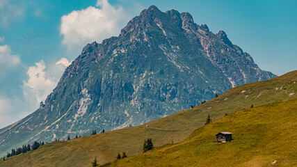 Fototapeta premium Beautiful alpine view at the famous Panoramabahn Kitzbueheler Alpen, Salzburg, Austria
