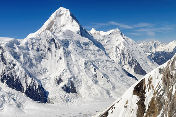 High mountain landscape. Khan Tengri peak (7010 m), Central Tian Shan, China - Kyrgyzstan - Kazakhstan.