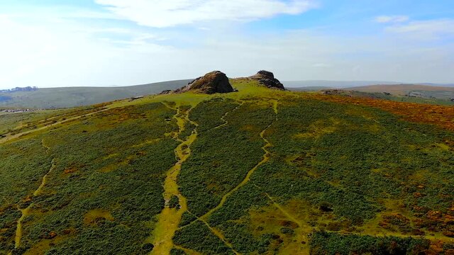 View of Dartmoor national park in the evening, UK