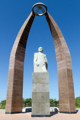 Khusein Karasaev Monument, Przhevalsk city, Kyrgyzstan, Tian Shan.