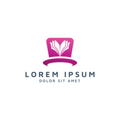 hat and book negative space logo design