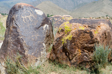 Cholpon-Ata ancient Petroglyphs, Kyrgyzstan, Tian Shan.