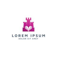 castle and book negative space logo design