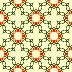 Seamless flower pattern background seamless pattern of green leaves on beige