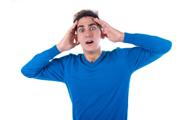 Naklejka premium surprised and funny person. Expression of emotions.