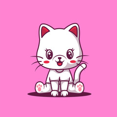 cute cat cartoon icon and mascot design