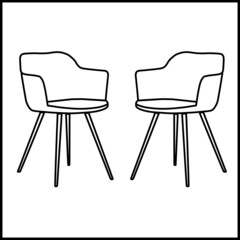Outline two chair vector on isolate white background