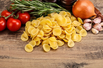 Raw Italian pasta - Orecchiette for cooking