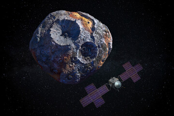 16 Psyche metallic asteroid for space mining. This image elements furnished by NASA.