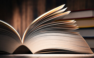 Composition with open book on the table