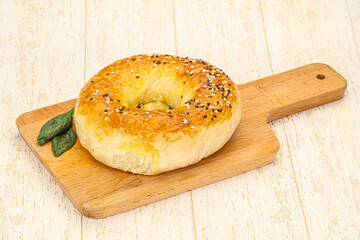 Hot tasty Uzbek flatbread for snack