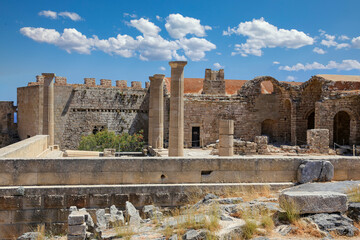 Ancient part off  Lindos Acropolis Rhodes Island - Greece,mediterranean,Europe