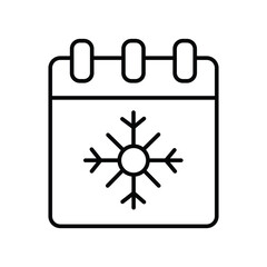 Cold Winter season holidays calendar line icon