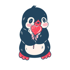 Illustration with a cute penguin isolated on a white background