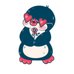 Illustration with a cute penguin isolated on a white background