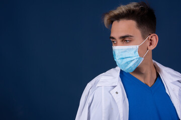 Pandemic and disease. The man in the mask.