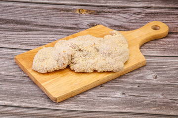 Raw meat schnitzel for roast