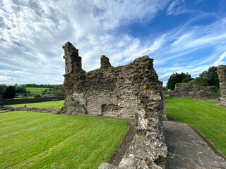 Abbey ruins, with hills and fields in the distance in, Sawley, Clitheroe, UK