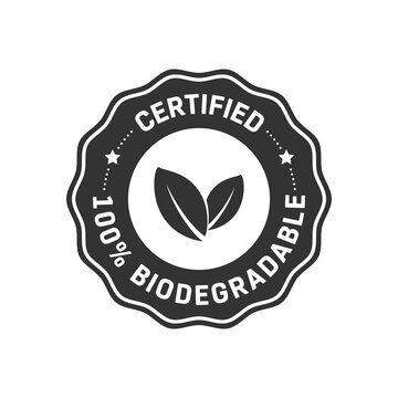 100% Biodegradable Label, Biodegradable Sticker Label, Eco-Friendly Sign Banner, Vector Illustration Background