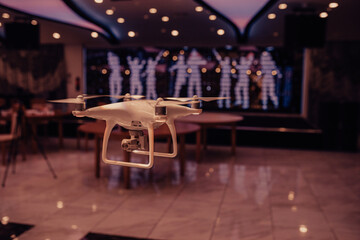 Remote Control Air Drone Dron Flying with action camera.