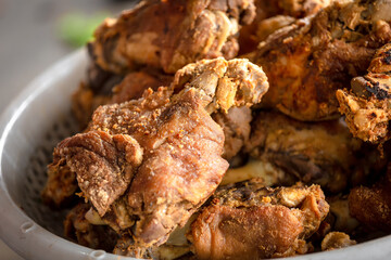 Pork hock in German with sauces delicious food. Deep fried pork knuckle.