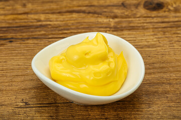 Natural cheese sauce in the bowl