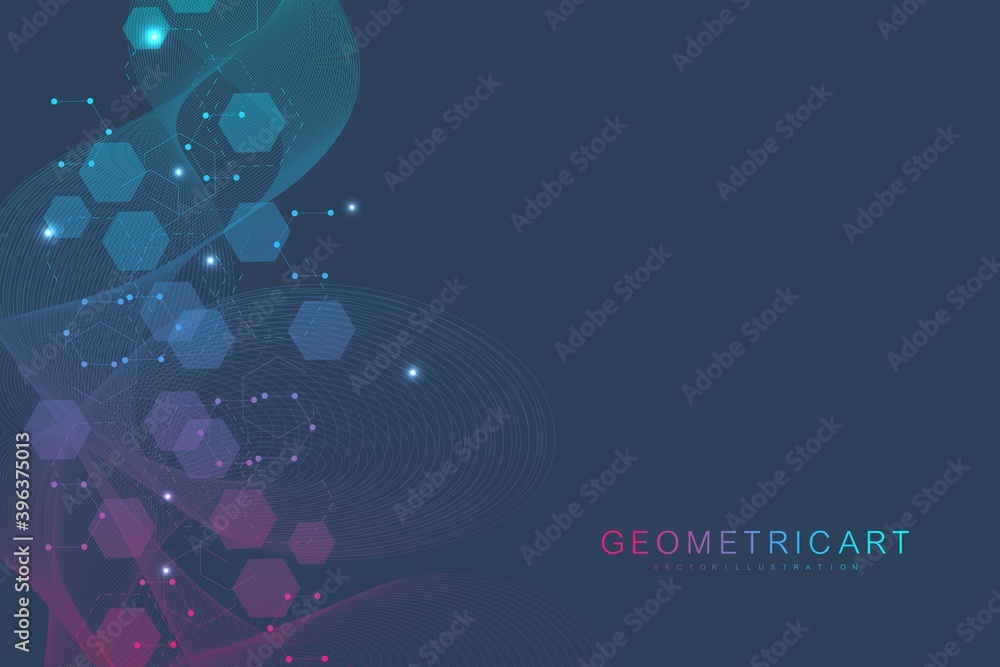 Poster modern futuristic background of the scientific hexagonal pattern. virtual abstract background with p
