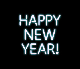 Happy New Year White Neon Font