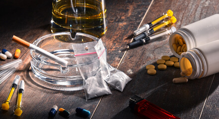 Addictive substances, including alcohol, cigarettes and drugs