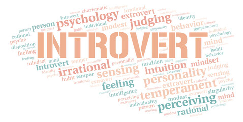 Introvert typography word cloud create with the text only.