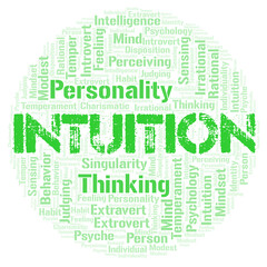 Intuition typography word cloud create with the text only.