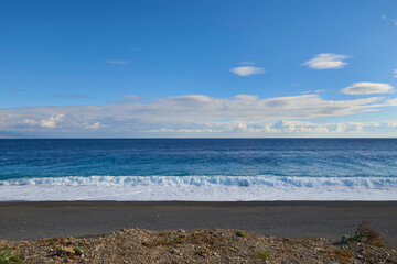 panorama of the beach of Sicily in a beautiful autumn day with the sea just rough