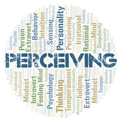 Fototapeta premium Perceiving typography word cloud create with the text only.