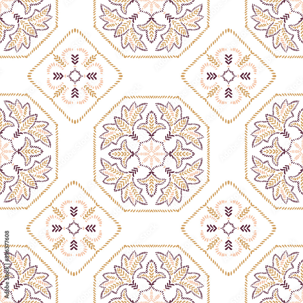 Poster folk symmetrical seamless patterns for surface design